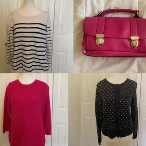 Fall sweater, cardigan, handbag bundle (4pc) | Joe Fresh, Lily Mongam, Dalia